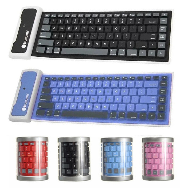 Wireless Keyboard Waterproof Foldable Roll Up Silent 87key Keypads Soft Silicone Flexible Keyboard For Phone For Tablet