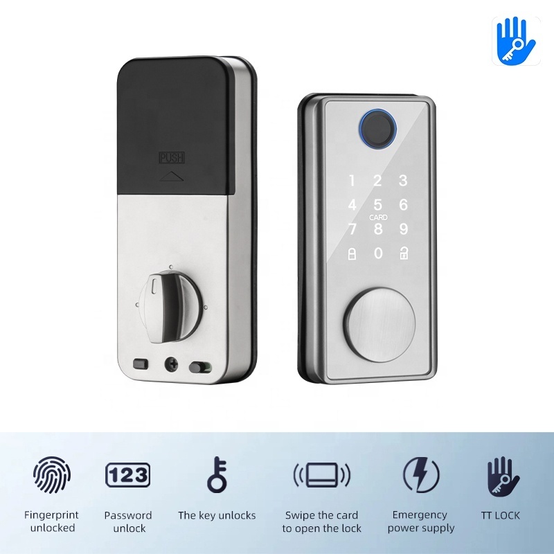 Pulido Smart Home Waterproof Smart Electric Rim Lock with Ttlock APP Intelligent Electronic Door Handle Smart Lock