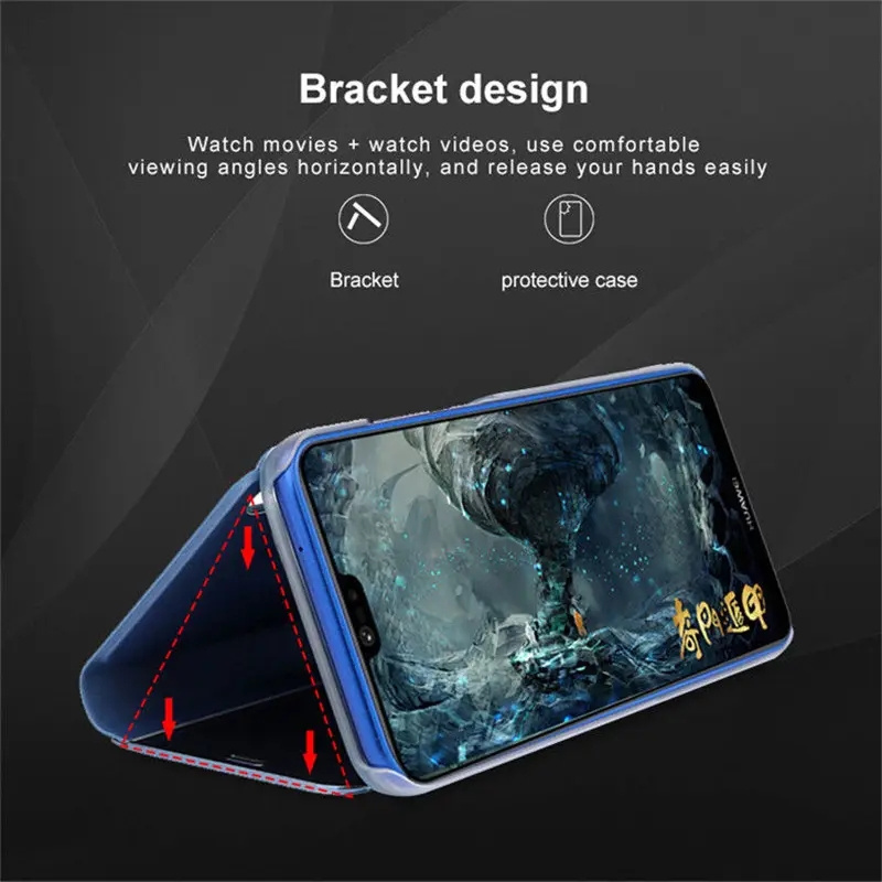 Luxury Smart Mirror Flip Phone Case for Samsung Galaxy S24 Plus Clear View Leather Stand Back Cover S23 Ultra Tablet Covers