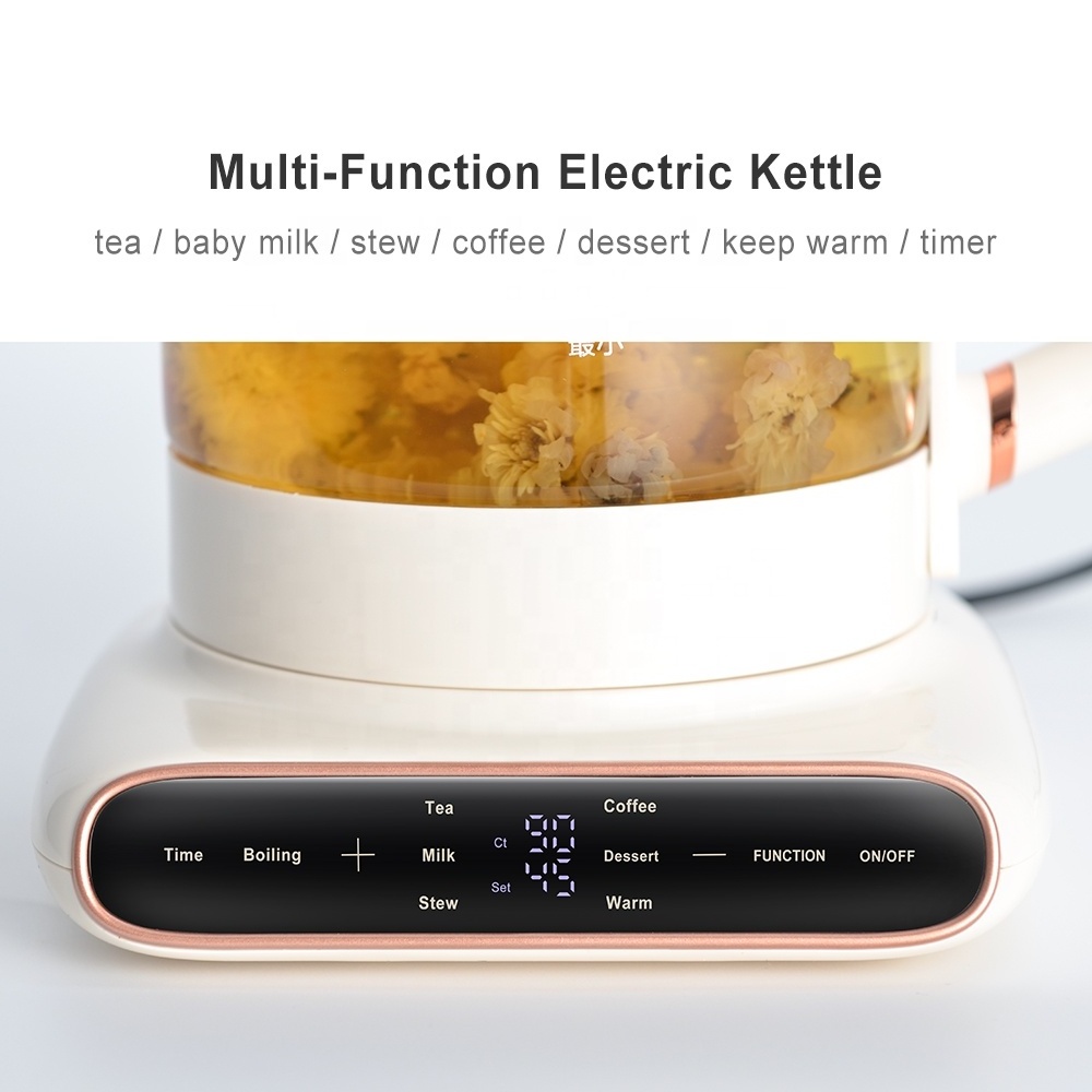 Glass Tea Kettle Electric 1.5L Hot Water Boiler Induction Teapot Ceramic Coating Customized Glass Electric Kettle With Filter