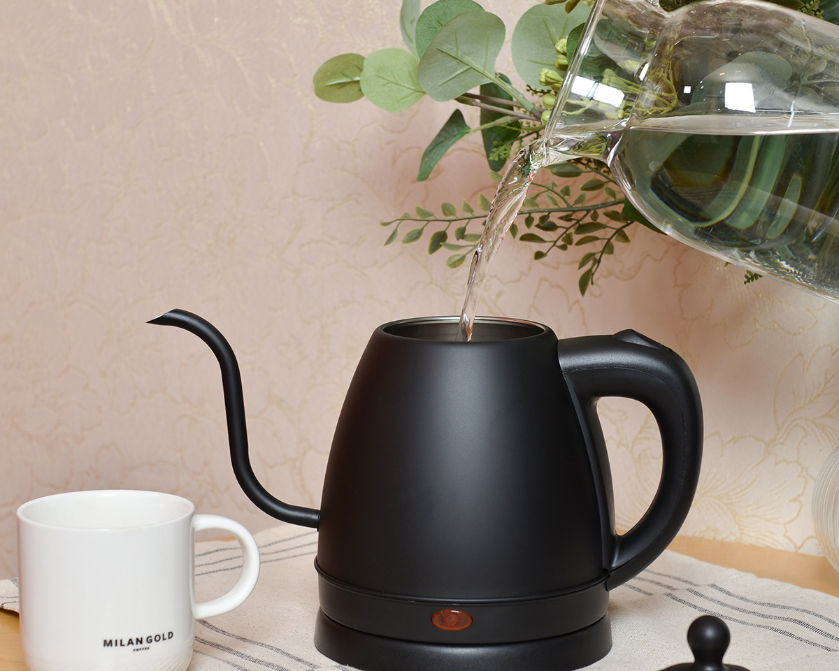 Gooseneck Electric Coffee Kettle 1L Portable Cordless Fast Boil Water Drip Pour Over Stainless Steel Electric Kettle Coffee