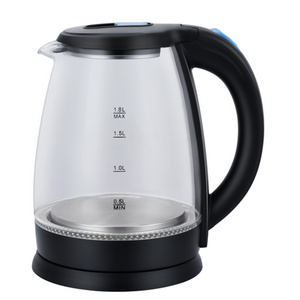 PLD factory price Mexico 1.8L 1500W high borosilicate glass liner 201 stainless steel inner cover electric kettle glass