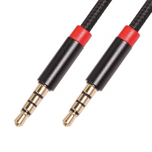 3.5mm Male To Male Speaker Cable With Microphone 4 Poles AUX Audio Headphones Extension Cable For Car AUX Jack Smart Phone