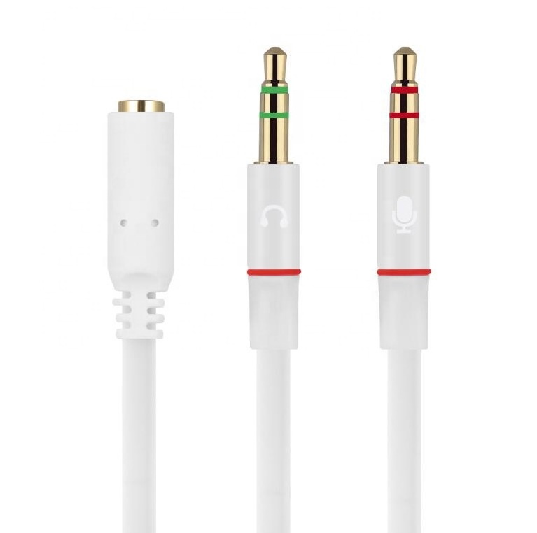 Headphone Splitter For Computer 3.5mm Female to 2 Dual 3.5mm Male Headphone Mic Audio Y Splitter Cable Smartphone Headset to PC