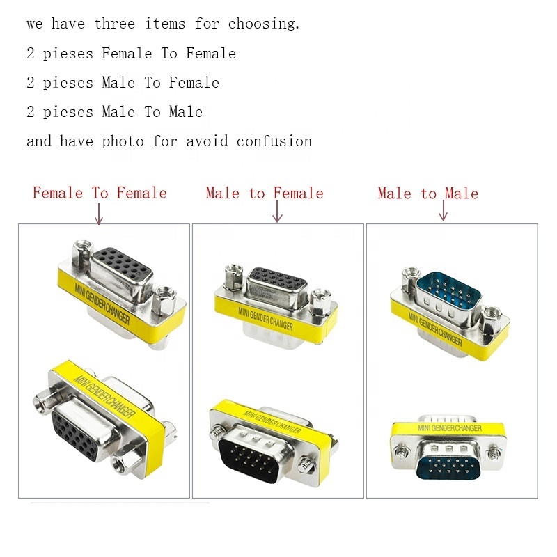SVGA Connector DB HD New 15 VGA SVGA KVM Female to Female Gender Changer Adapter Coupler