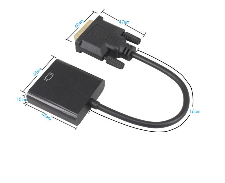 DVI to VGA Adapter Cable 1080P DVI-D to VGA Cable 24+1 25 Pin DVI Male to 15 Pin VGA Female Video Converter for PC Display