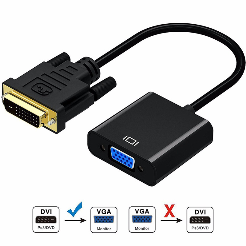 DVI to VGA Adapter Cable 1080P DVI-D to VGA Cable 24+1 25 Pin DVI Male to 15 Pin VGA Female Video Converter for PC Display