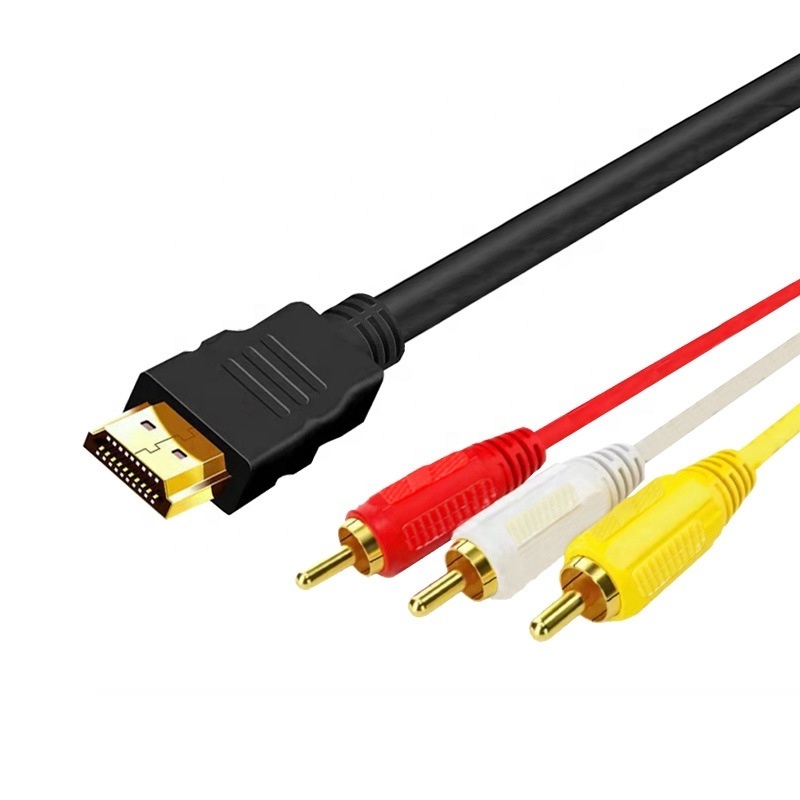 HDMI to RCA Cable HDMI Male to 3RCA AV Composite Male Connector Adapter Cable Cord Transmitter