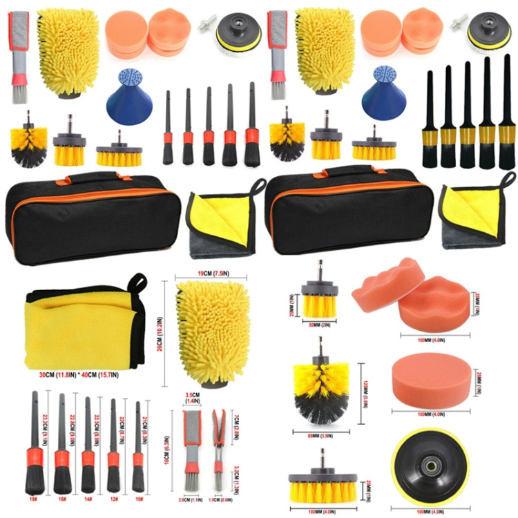 Factory Hot Selling Auto Detailing Brush Drill Clean Brush Set 19 Pcs Car Cleaning Tools Kit For Washing Interior Wheel