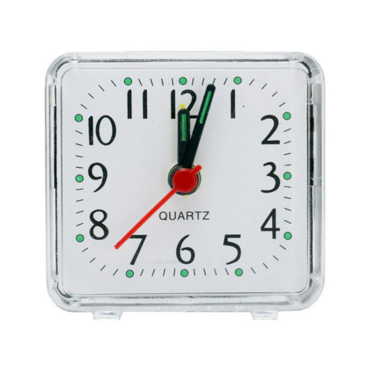 cheaper price Square Alarm Clock Transparent Case Compact Digital Mini Bedroom Bedside Office Electronic Clock