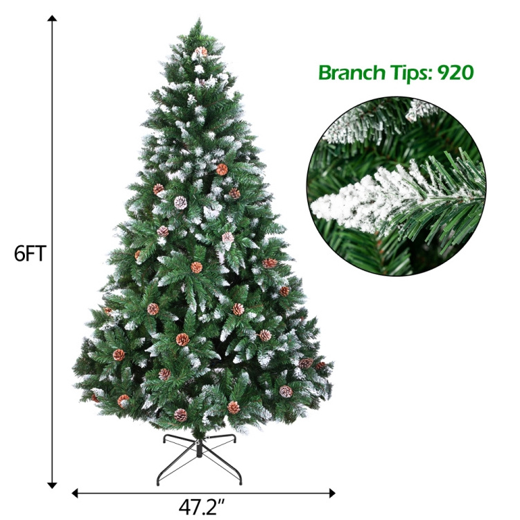 Free Shipping Europe Decorated 6FT 920 Branch Flocking Spray Outdoor With White Pine Cone The Christmas Tree Decoration Luxury