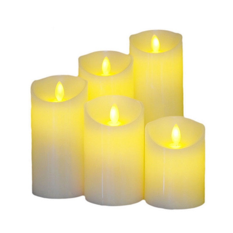 Dropshipping Flameless Candles Battery Operated 10cm 15cm 20cm  Real Wax Pillar Flickering LED Candle