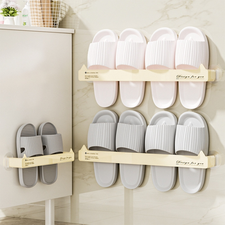 Hot selling Short/Long Traceless Wall Mounted Bathroom Slipper Rack Drainage Storage Shelf stand