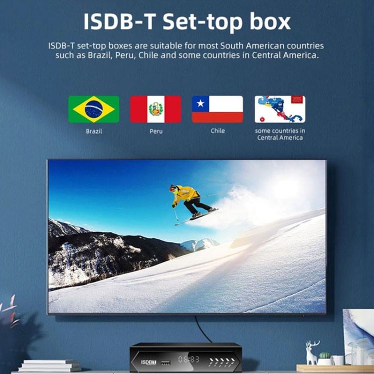 ISDB-T Satellite TV Receiver Set Top Box with Remote Control, For South America, Philippine