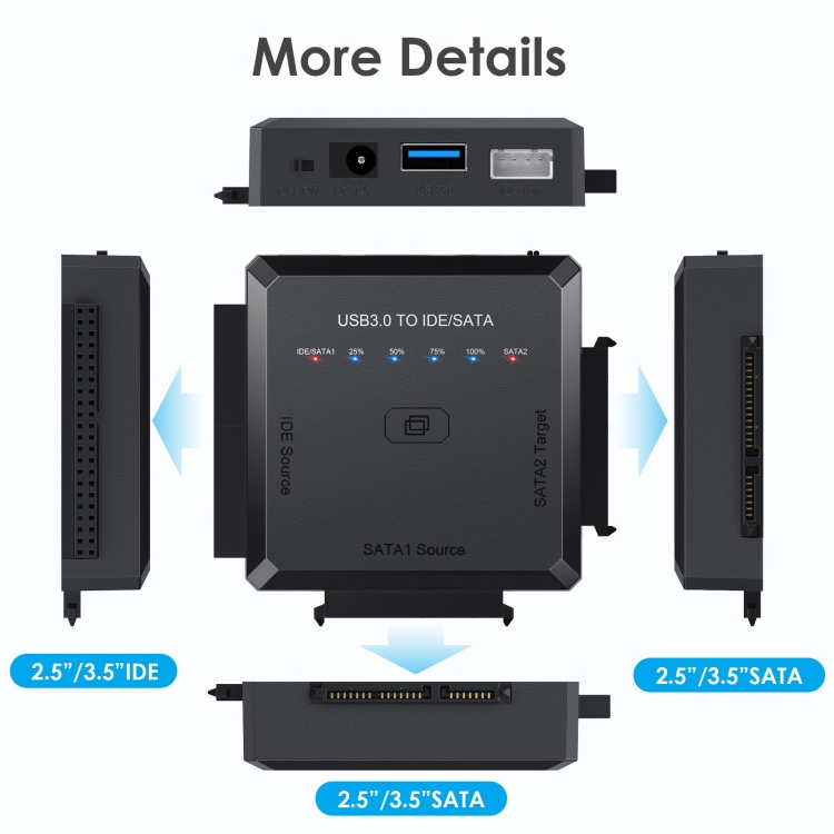 Wholesale Cheap Price USB3.0 2.0 to SATA or IDE Hard Drive Adapter Converter With Clone Function TV Monitoring Equipment Adapter