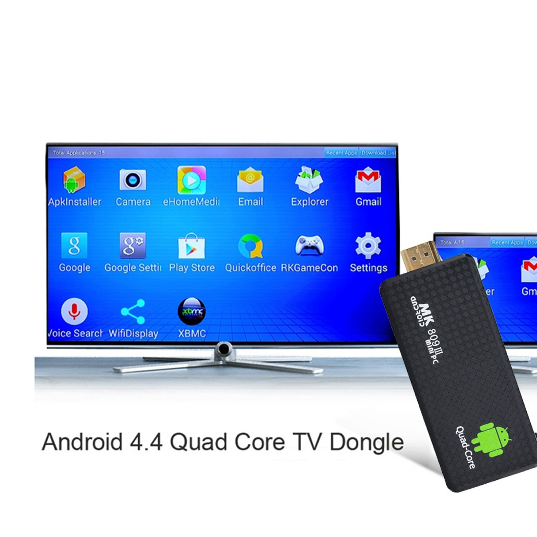 Dropshipping MK809 III Mini Smart Android Dongle TV Box RK3229 Quad Core 1.5GHz Wifi Display TV Stick for Laptop PC