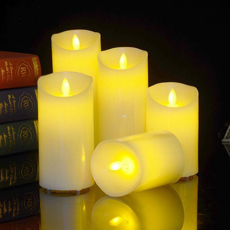 Dropshipping Flameless Candles Battery Operated 10cm 15cm 20cm  Real Wax Pillar Flickering LED Candle