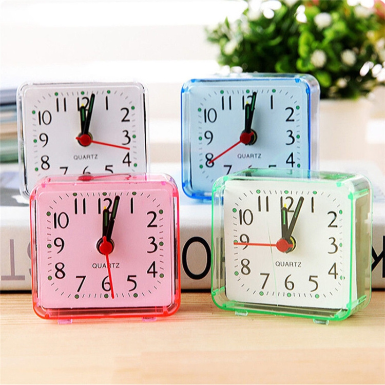 cheaper price Square Alarm Clock Transparent Case Compact Digital Mini Bedroom Bedside Office Electronic Clock