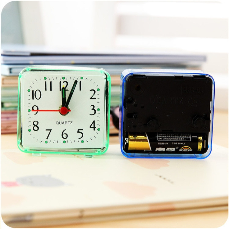 cheaper price Square Alarm Clock Transparent Case Compact Digital Mini Bedroom Bedside Office Electronic Clock