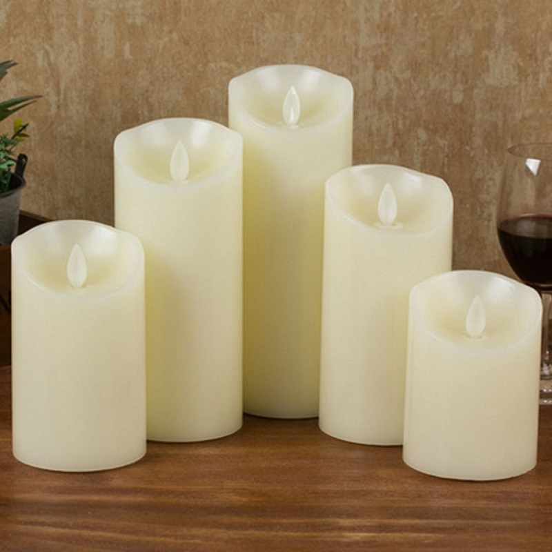 Dropshipping Flameless Candles Battery Operated 10cm 15cm 20cm  Real Wax Pillar Flickering LED Candle