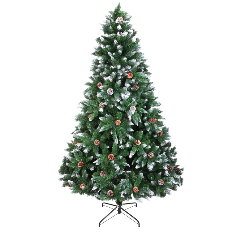 2022 Europe Free Shipping Guangdong Christmas Trees High Quality Green 7FT 1350 Branch Flocking Spray Big Christmas Tree