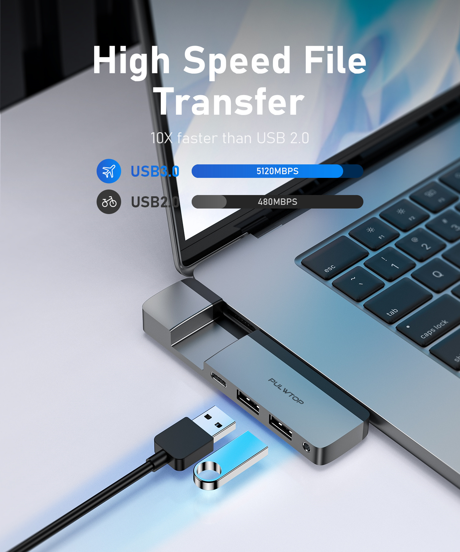 shenzhen PULWTOP c hub with card reader 5 in 1/2 usb-c hub adapter mac docking station USB 3.0 Type C Hub 4K HD-MI Port TF Card