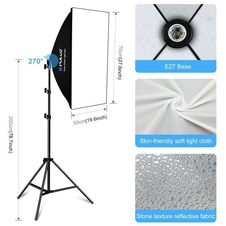 New Release PULUZ LED Light Photo Studio Equipment 2*3M Background Stand Photography Backdrop Set Soft Box Umbrella Lighting Kit