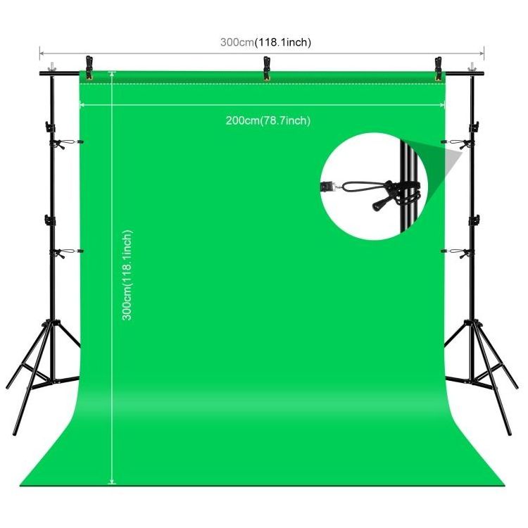 New Release PULUZ LED Light Photo Studio Equipment 2*3M Background Stand Photography Backdrop Set Soft Box Umbrella Lighting Kit