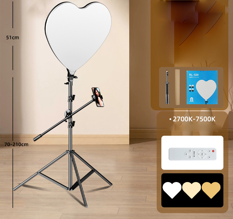 Vlog Beginners Smartphone Video 18inch Soft Ring Light Makeup Fill Light Beauty Lamp LED Selfie Ring Light with overhead Holder