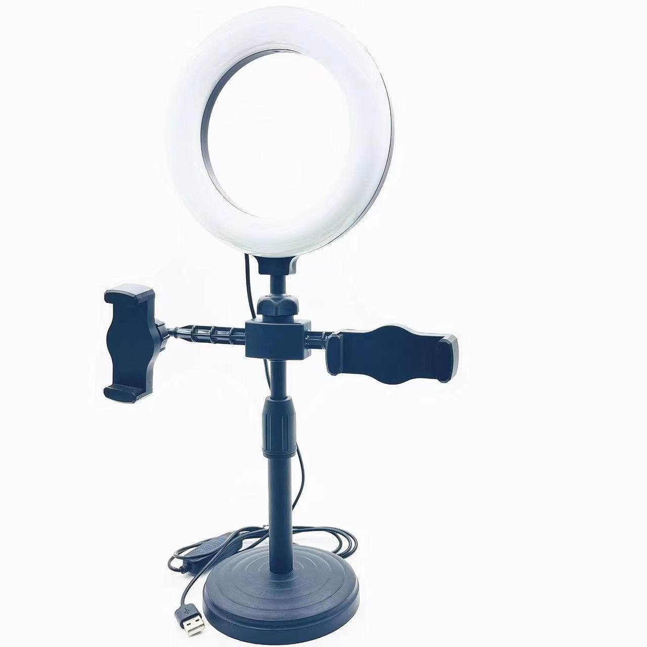 Hot Sell 6 inch 16cm LED Ring Fill Light Lamp Vlogging Video Light Live Broadcast Kit with Dual Phone holders