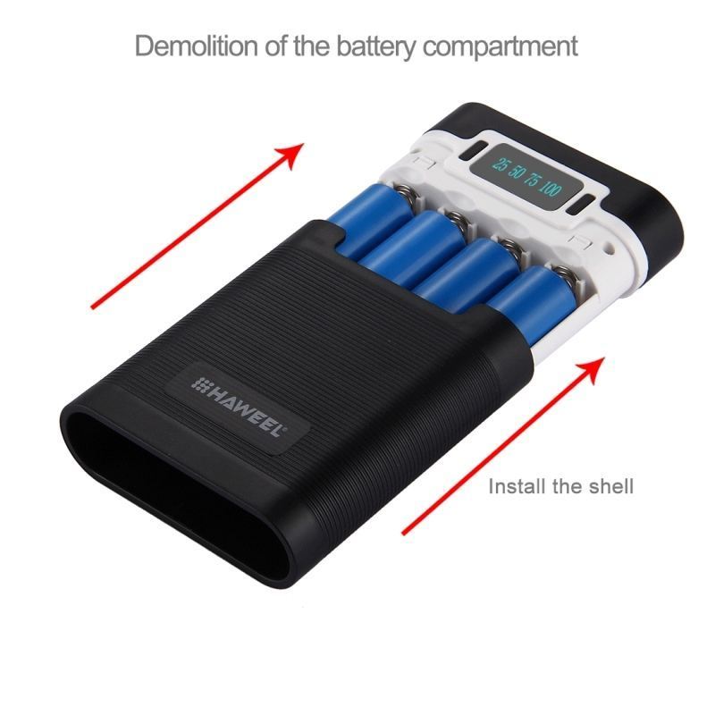 Original Factory HAWEEL 4 x 18650 Battery (Not Included) with 2 x USB Output 10000mAh Power Bank Shell Box Portable Battery Case