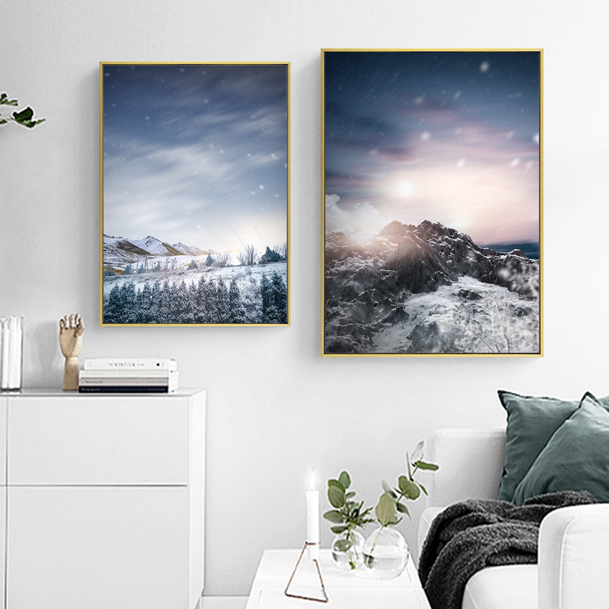 Nordic Winter Snow Scene Prints Canvas Poster Home Wall Art Living Room Decor Oil Painting on Canvas Posters Prints Art Picture