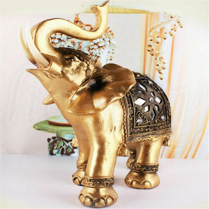 Elegant Feng Shui Resin Elephant Trunk Statue Lucky Wealth Figurine for Home Living Room Garden Decor Resin Sculpture Gift