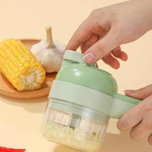 4 In 1 Handheld Electric Vegetable Cutter Set Multi-function Automatic Ginger Masher Machine Kitchen USB Charging Fruit Cutter