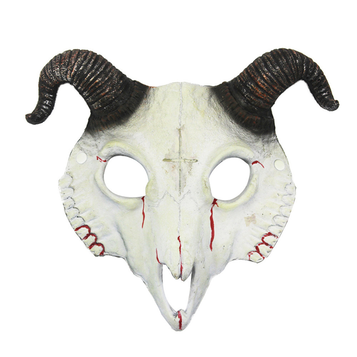 Halloween PU 3D Sheep Goat Bone Skeleton Mask Headgear Head&Face Cover Cosplay Costume Prop