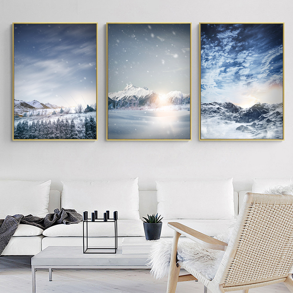 Nordic Winter Snow Scene Prints Canvas Poster Home Wall Art Living Room Decor Oil Painting on Canvas Posters Prints Art Picture