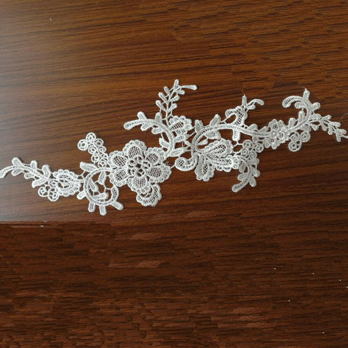 1 Pair Bridal Lace Flower Embroidery Wedding Lace Trims Applique Sequins Clothes DIY Craft Decor