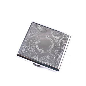 Vintage Men Stainless Steel Flip Retro Embossed Pattern Cigarette Case Holder Silver Holds 20 Cigarettes