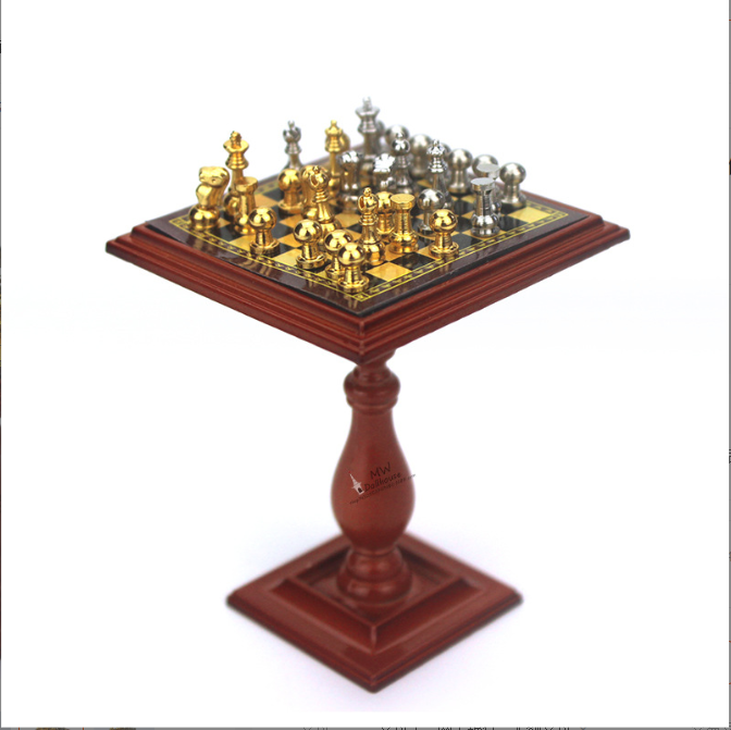 1/6 1/12  Doll House Simulation Miniature Mini Chess table model Decor