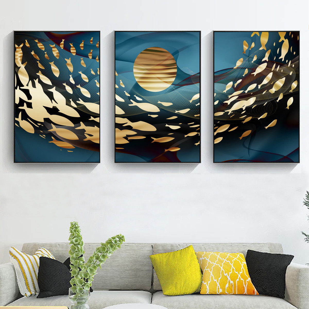 Golden Shui Koi Fish Canvas Poster Art Wall Picture Living Room Home Decor Gift Oil Painting on Canvas Posters Print Art Picture