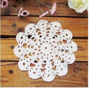 Handmade Crochet Lace Table Bottle Cotton Round Cup Mats Doilies Placemat Coasters 14-16cm