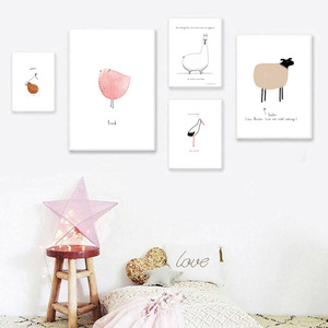 Nordic Canvas Poster Cartoon Cute Animal Wall Hangings Kids Room Home Decor Art