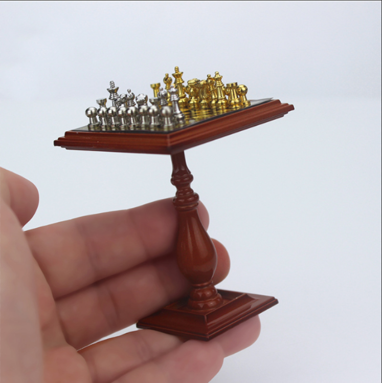 1/6 1/12  Doll House Simulation Miniature Mini Chess table model Decor