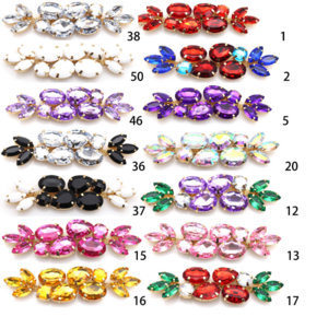 10pcs/bag Gold 190mm Colorful Crystal Flower Plate Diamond Buckle Shoe Chain Jewelry Decoration