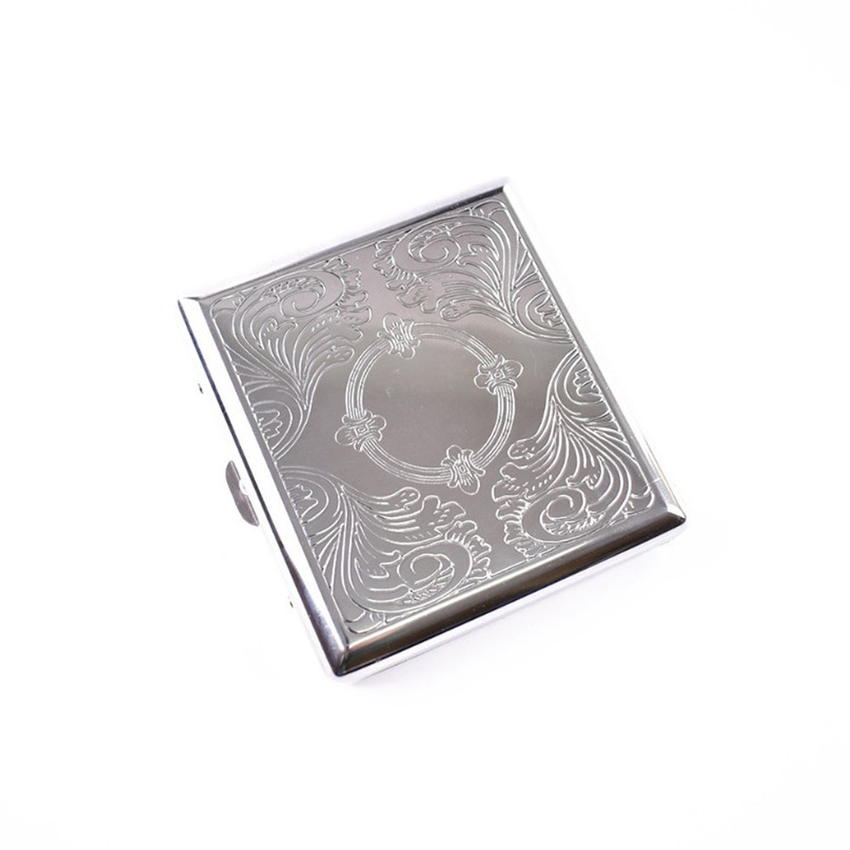 Vintage Men Stainless Steel Flip Retro Embossed Pattern Cigarette Case Holder Silver Holds 20 Cigarettes