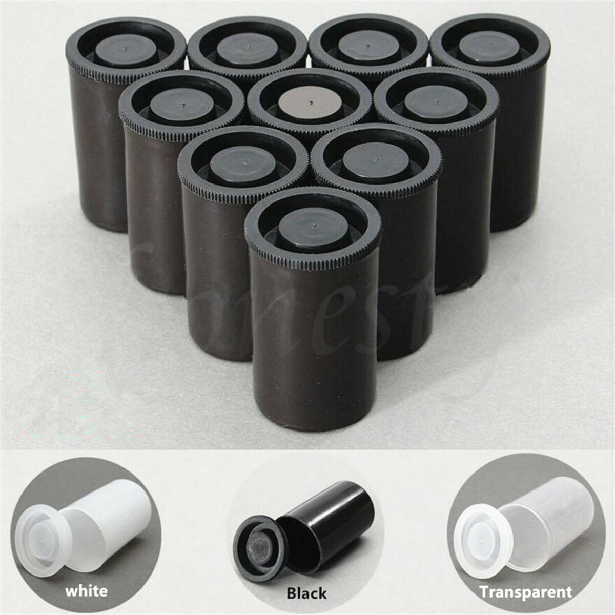 Plastic Empty Black White Bottle 35mm Camera Film Packaging Cans Canisters Containers Storage Box