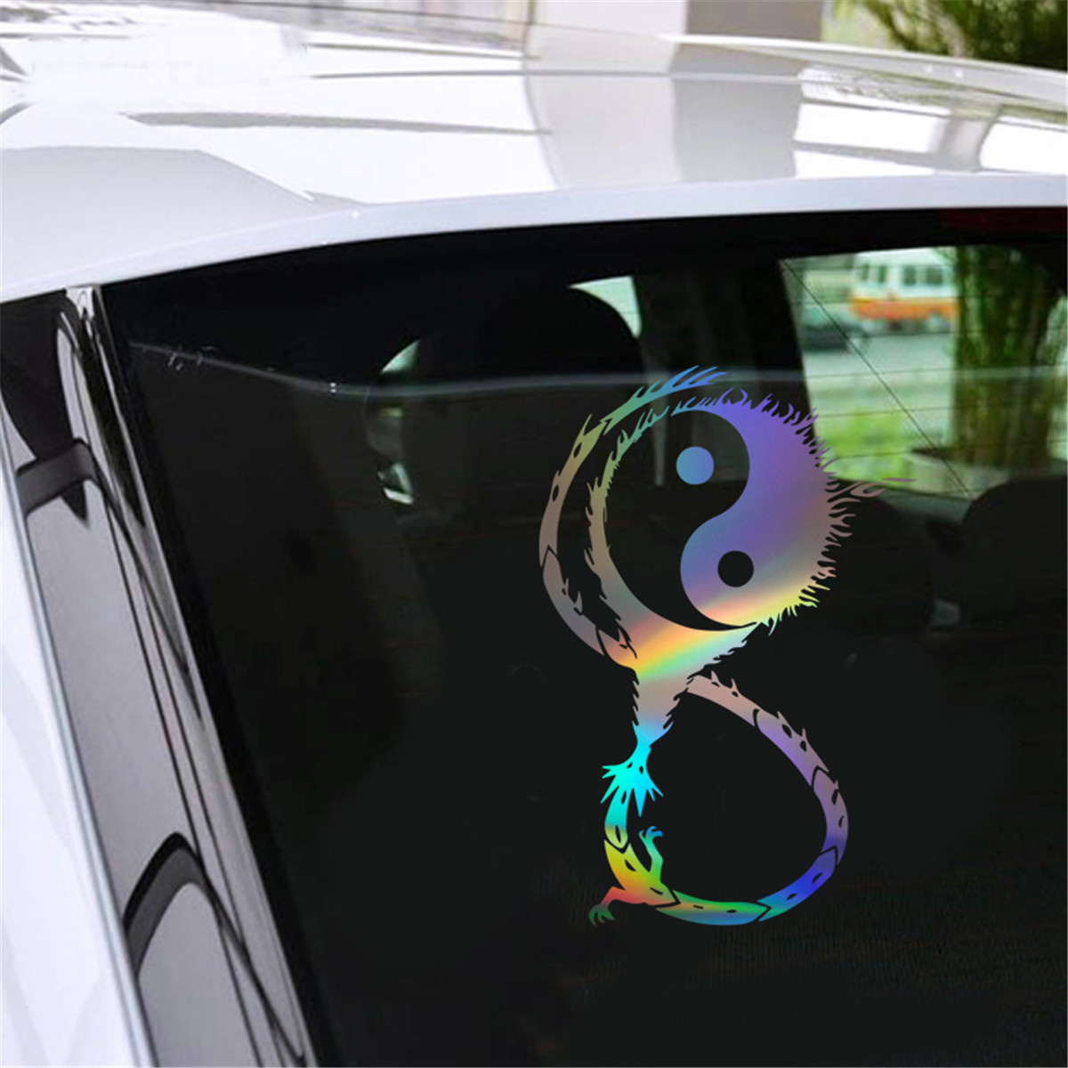 Yin Yang Taiji Dragon Vinyl Art Decal Car Truck Auto Bumper Door Wall Laser Sticker Gift Die Cut Decals Laptop Window Glass