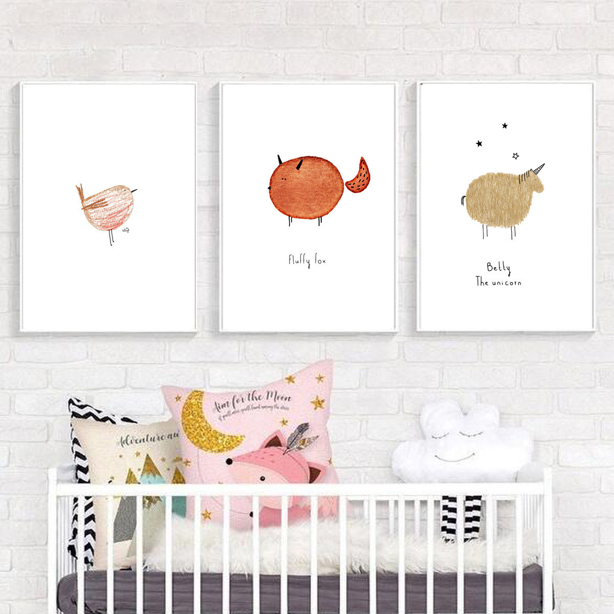 Nordic Canvas Poster Cartoon Cute Animal Wall Hangings Kids Room Home Decor Art