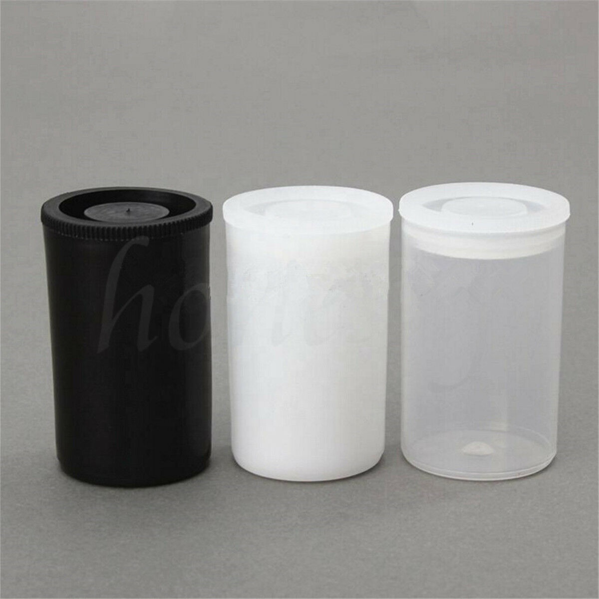 Plastic Empty Black White Bottle 35mm Camera Film Packaging Cans Canisters Containers Storage Box