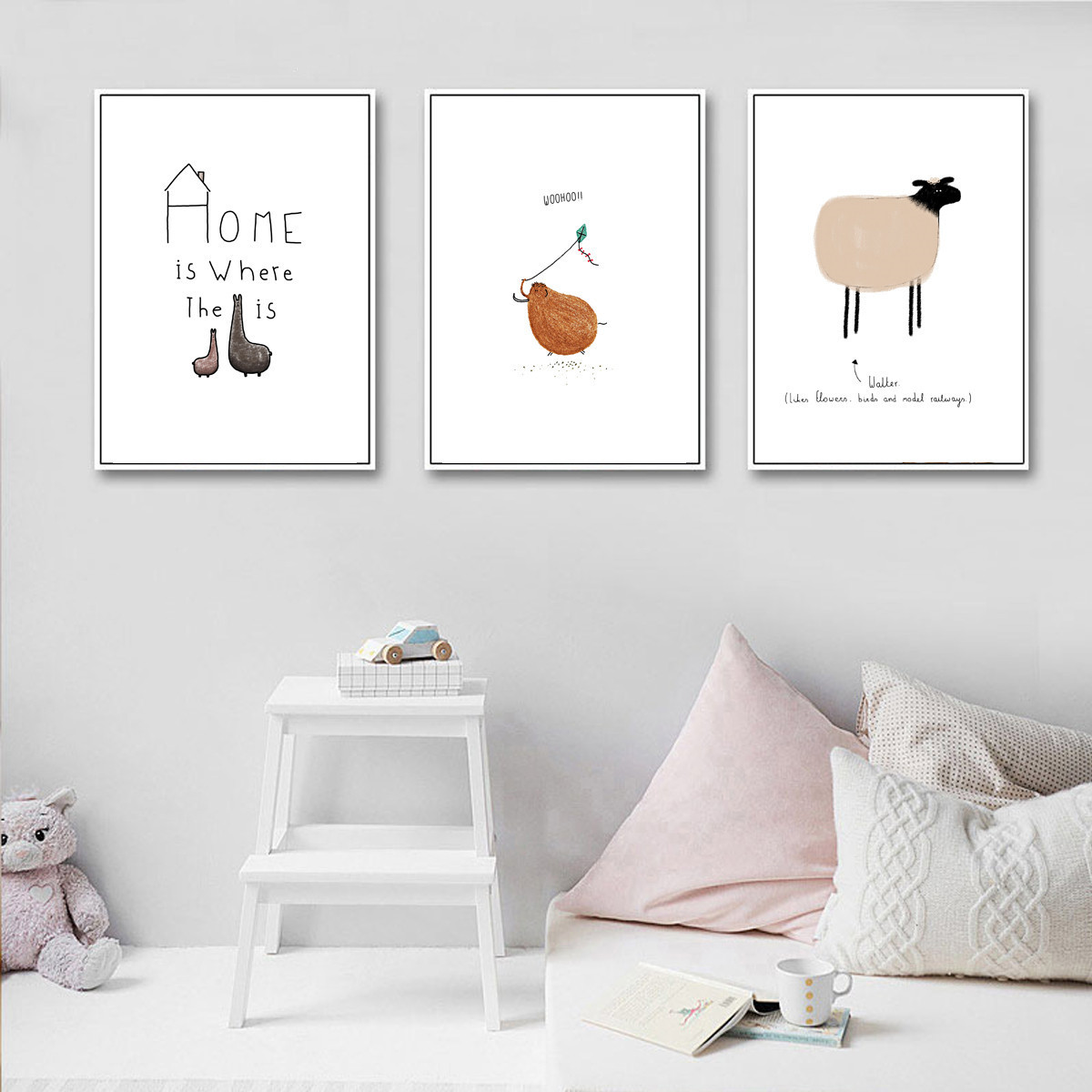 Nordic Canvas Poster Cartoon Cute Animal Wall Hangings Kids Room Home Decor Art